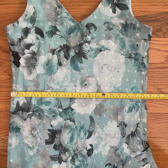 R&M Richards Double V-Neck Midi Dress Women 14P Floral Print Tulip Hem Elegant - Picture 7 of 9